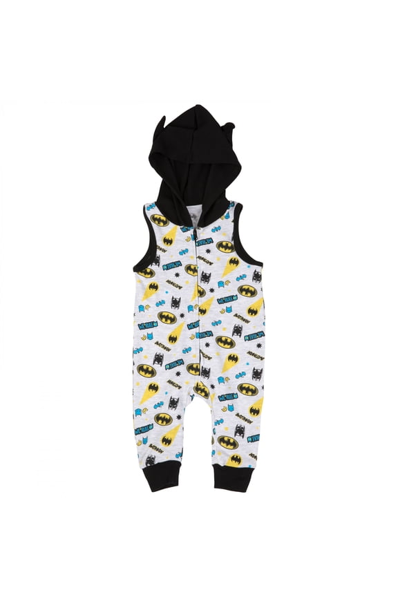 Symbols and Logos All Over Print Sleeveless Hooded Romper-12 Months