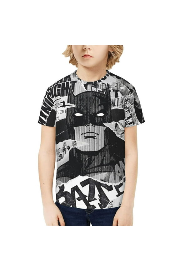 Batman T-Shirt for Boys Girls Youth, 3D Printed Graphic T-Shirts Short Sleeve Summer Casual Tee Shirts for Kids