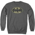 thumbnail image 1 of Batman Tattered Logo Adult Crewneck Sweatshirt Charcoal, 1 of 1