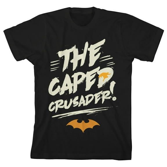Batman The Caped Crusader Boy's Black T-shirt-Medium
