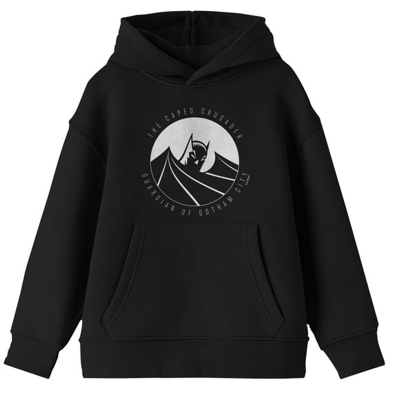 Batman The Caped Crusader Guardian Of Gotham City Long Sleeve Youth Black Hooded Sweatshirt-Medium