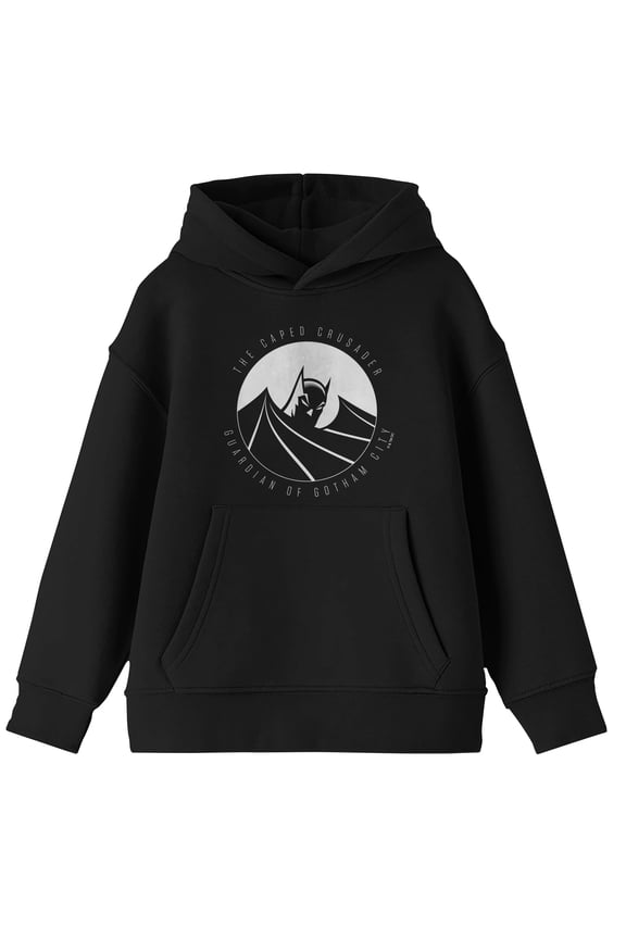Batman The Caped Crusader Guardian Of Gotham City Long Sleeve Youth Black Hooded Sweatshirt-XXL