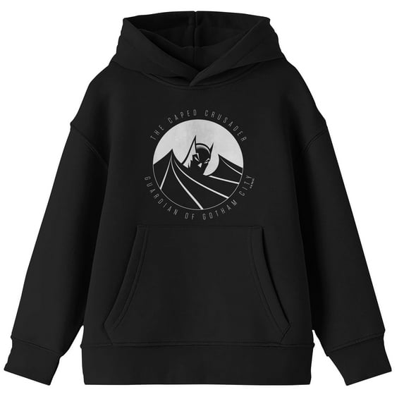 Batman The Caped Crusader Guardian Of Gotham City Long Sleeve Youth Black Hooded Sweatshirt-XXL