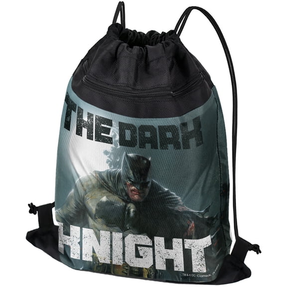 Batman The Dark Knight Drawstring Backpack Sports Bag Sackpack 17" x 13", Perfect for Gym, Yoga or Practice