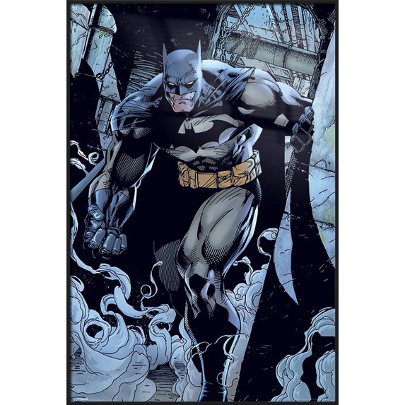 Batman: The Dark Knight - Framed DC Comics Poster (On The Prowl / Smoke) (Size: 25" X 37") (Black Aluminum Frame)