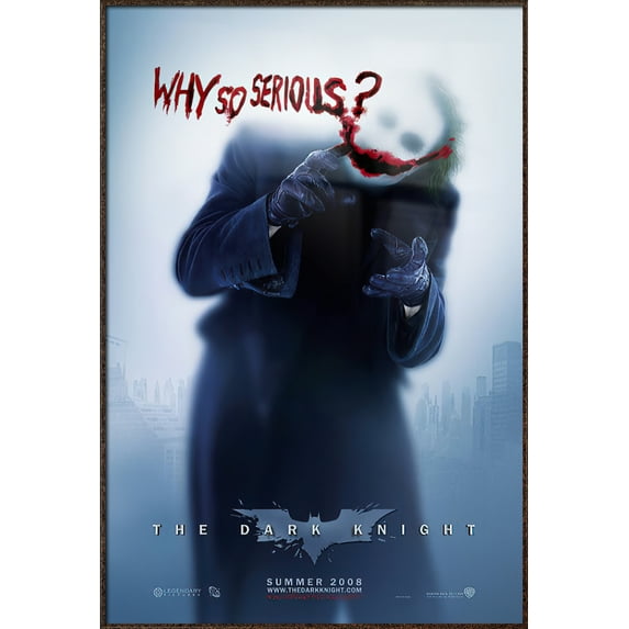 Batman - The Dark Knight - Framed Movie Poster (Teaser Style - The Joker - Why So Serious?) (Antique Copper / Gold Aluminum Frame)
