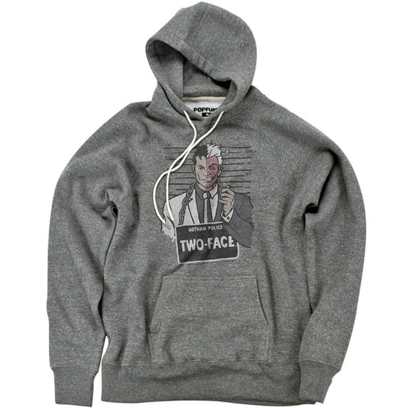 Batman The Harvey Dent Mugshot Official Premium Ultrasoft Tri-Blend Hoodie (Small) Athletic Heather