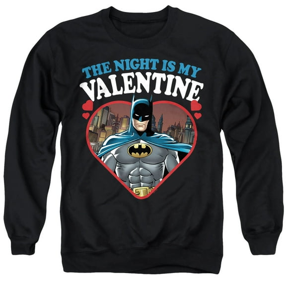 Batman The Night is my Valentine Unisex Adult Crewneck Sweatshirt, Black, X-Large