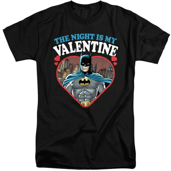 Batman The Night is my Valentine Unisex Adult Tall T Shirt (X-Large) Black
