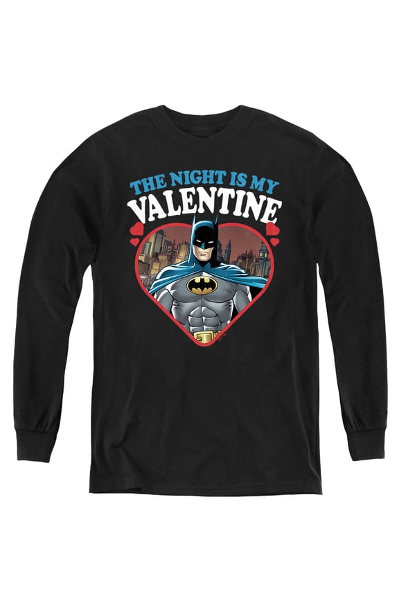 The Night is my Valentine Youth Long Sleeve T Shirt, Black, Small