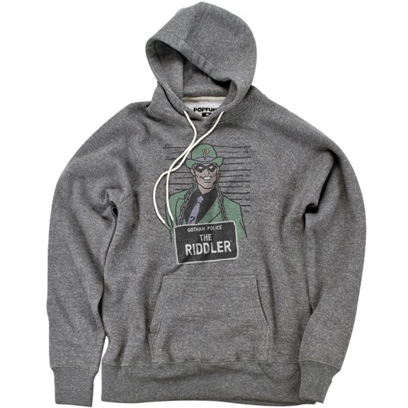Batman The Riddler Mugshot Official Premium Ultrasoft Tri-Blend Hoodie (Small) Athletic Heather