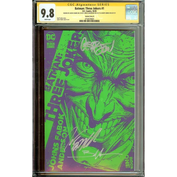 Batman: Three Jokers #1 CGC 9.8 Signature Series  1:25 Cover B  Triple Signed (Fabok, Anderson, Johns)