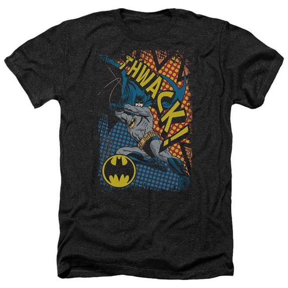 Batman & Thwack-Adult Heather T-Shirt, Black - Small