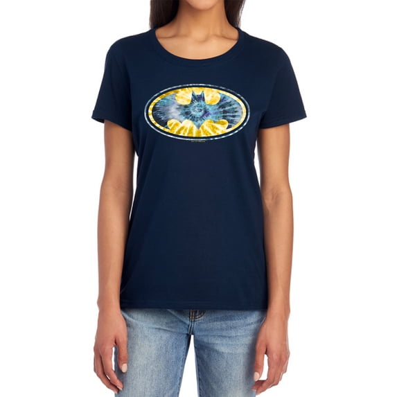 Batman Tie Dye 3 Women's T Shirt, Navy, Small