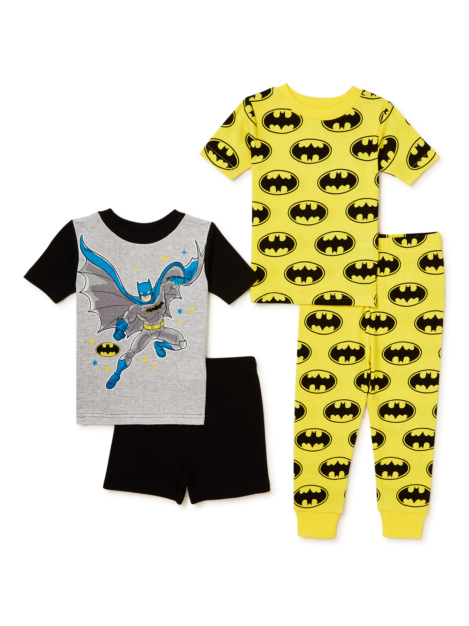 Batman Toddler Boy Cotton T-Shirt, Short, and Pants Pajama Set, 4-Piece, Sizes 12M-4T - image 1 of 4