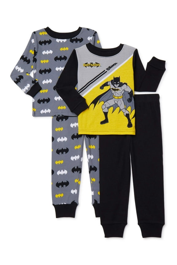 Toddler Boy Long Sleeve Snug Fit Cotton Pajamas, 4pc Set