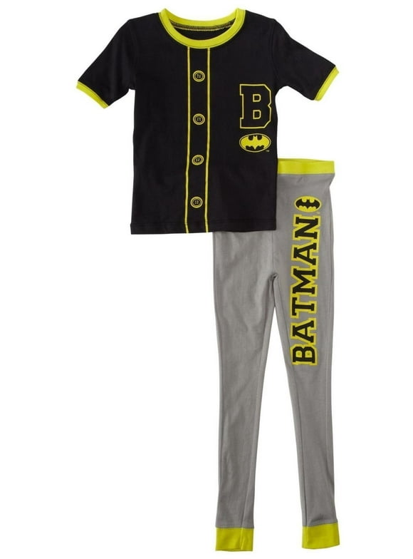 Batman Toddler Boys Two-Piece Pajama Set Baseball, Black, Size: 2T