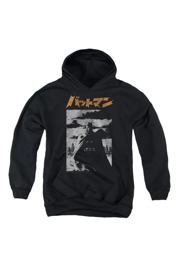 Batman Tokyo Shadows Kids Pull-Over Hoodie (Large) for Youth Boys and Girls, Black