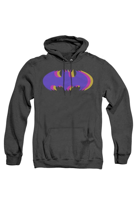 Batman Tri Colored Symbol Adult Heather Hoodie Sweatshirt Black