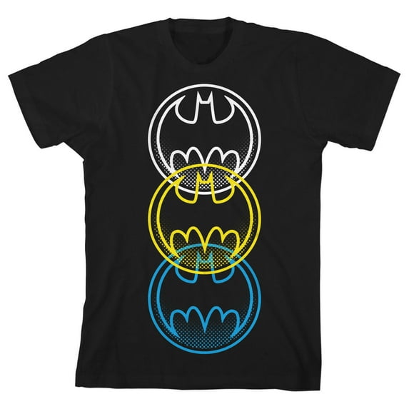 Batman Triple Logo Boy's Black T-shirt-XS