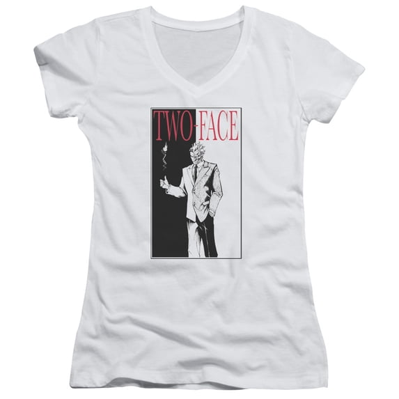 Batman Two Face Junior Women's T-Shirt V-Neck White