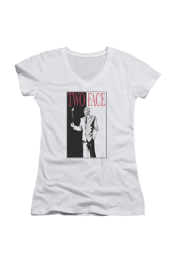 Batman Two Face Junior Women's T-Shirt V-Neck White