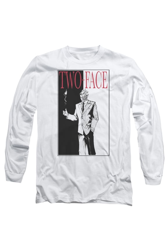 Batman Two Face Long Sleeve T-Shirt Adult 18/1 White