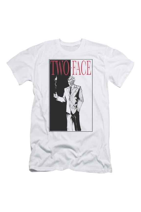 Batman Two Face S/S Adult 30/1 T-Shirt White