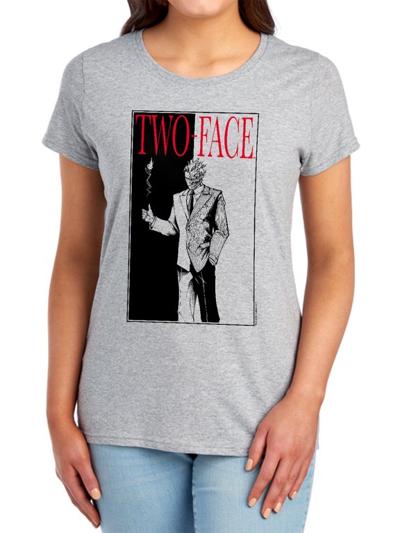 Two Face Women's T Shirt, Athletic Heather, Large