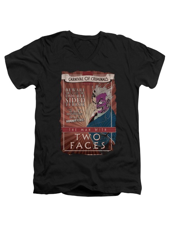 Batman Two Faces S/S Adult V-Neck T-Shirt Black