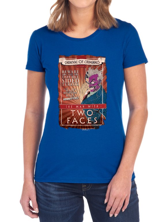 Two Faces Women's T Shirt, Royal, Large