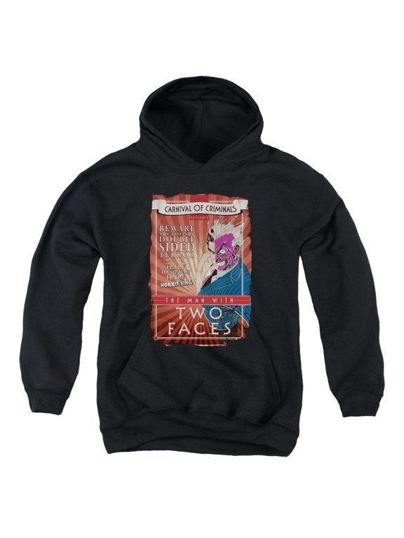 Batman Two Faces Youth Pullover Hoodie Sweatshirt Black