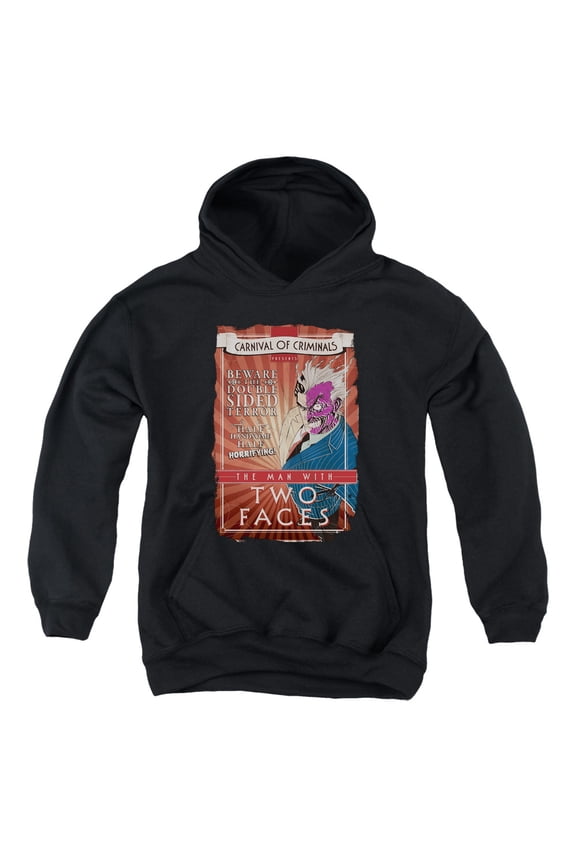 Batman Two Faces Youth Pullover Hoodie Sweatshirt Black