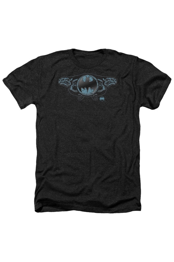 Batman - Two Gargoyles Logo - Heather Short Sleeve Shirt - Large