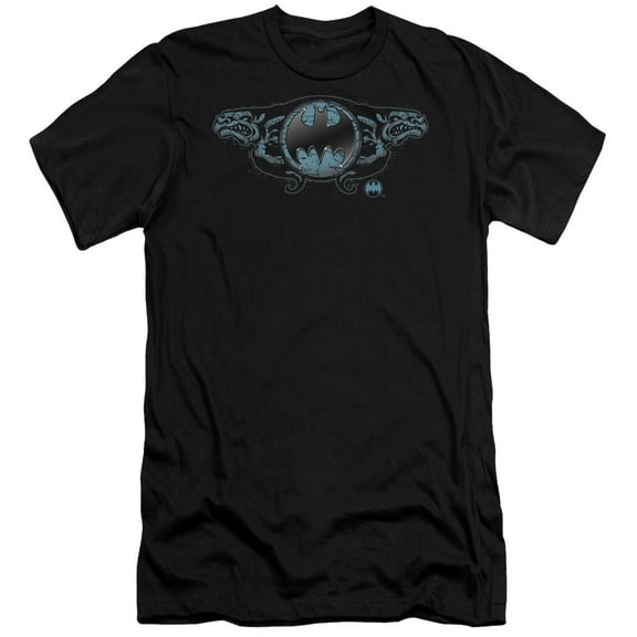 Batman Two Gargoyles Logo S/S Adult 30/1 T-Shirt Black
