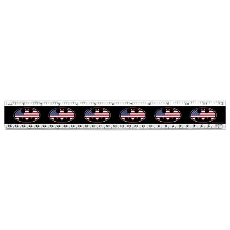 Batman USA American Flag Shield Logo 12 Inch Standard and Metric Plastic Ruler
