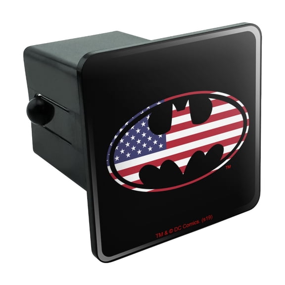 Batman USA American Flag Shield Logo Tow Trailer Hitch Cover Plug Insert