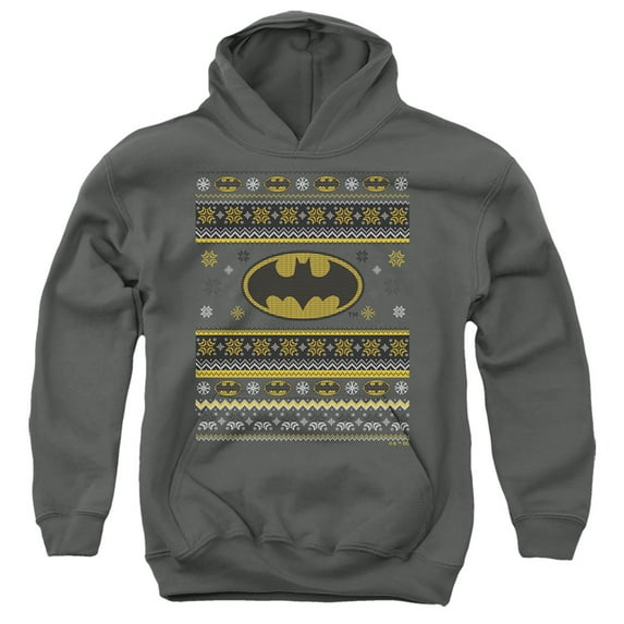 Batman Ugly Christmas Logo Kids Pull-Over Hoodie for Youth Boys and Girls
