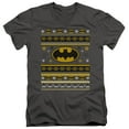 thumbnail image 1 of Batman Ugly Christmas Logo Unisex Adult V-Neck T Shirt,Charcoal, Medium, 1 of 2