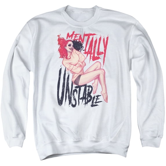 Batman Unstable Adult Crewneck Sweatshirt White