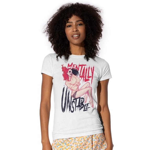 Batman Unstable Women's T Shirt (Large) White