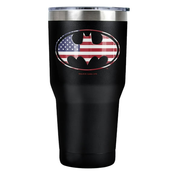 Batman Usa American Flag Shield Logo Stainless Steel Tumbler 30 oz Coffee Travel Cup, Vacuum Insulated & Double Wall with Leakproof Sliding Lid