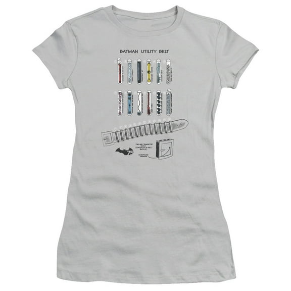 Batman Utility Belt S/S Junior Women's T-Shirt Sheer-Silver