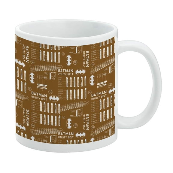 Batman Utility Belt Pattern White Mug