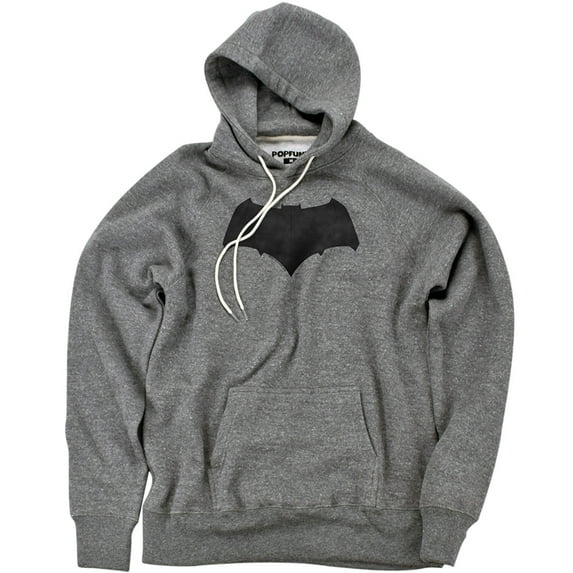 Batman V Superman Bat Symbol Unisex Adult Slim Fit Pull-Over Heather Hoodie, Athletic Heather, Small