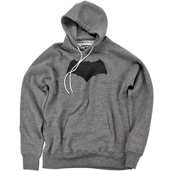 Batman V Superman Bat Symbol Unisex Adult Slim Fit Pull-Over Heather Hoodie, Athletic Heather, Small