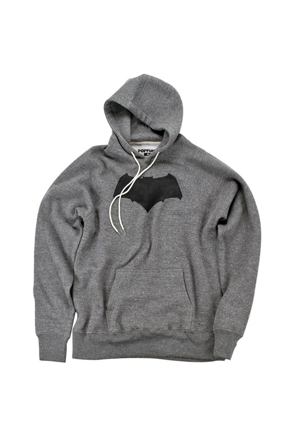 V Superman Bat Symbol Unisex Adult Slim Fit Pull-Over Heather Hoodie, Athletic Heather, Small