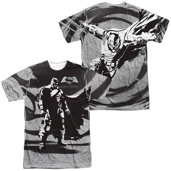 Trevco Sportswear BVS152FB-ATPP-3 Batman vs Superman Batman Contrast Front & Back Print Adult Regular Fit Short Sleeve T-Shirt, White - Large