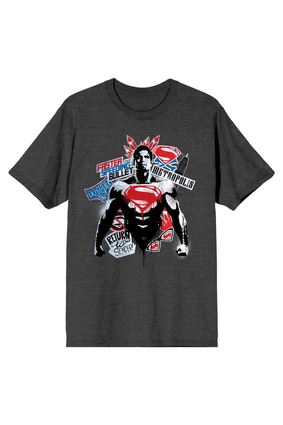 Batman V Superman Dawn Of Justice Poster Art Men's Charcoal Heather T-shirt-Medium