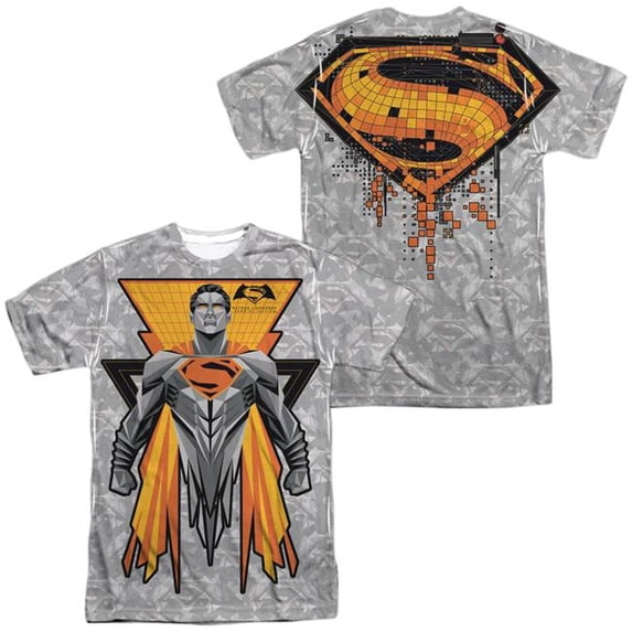 Trevco Sportswear BVS156FB-ATPP-3 Batman vs Superman Super Tech Sub Front & Back Print Adult Regular Fit Short Sleeve T-Shirt, White - Large